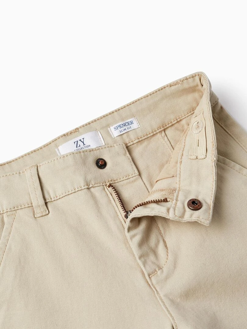 Pantalon Chino en Coton pour Garçon 'Slim Fit'   Beige clair