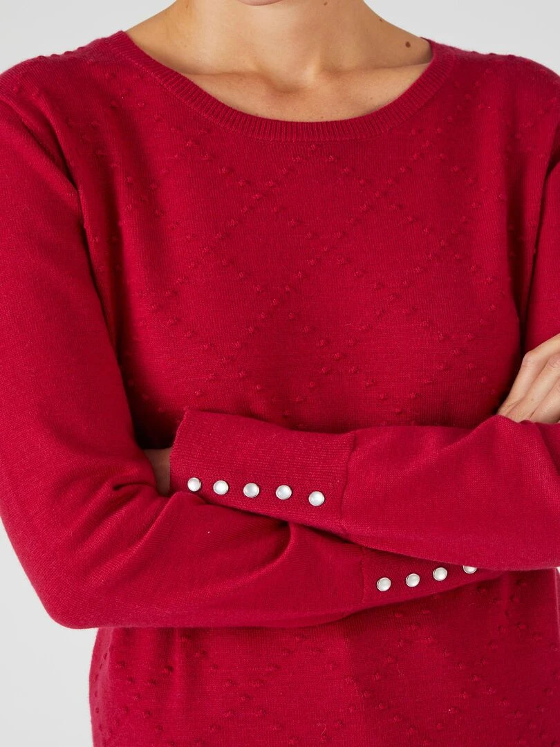 Pull motif losanges Damart Rouge cerise