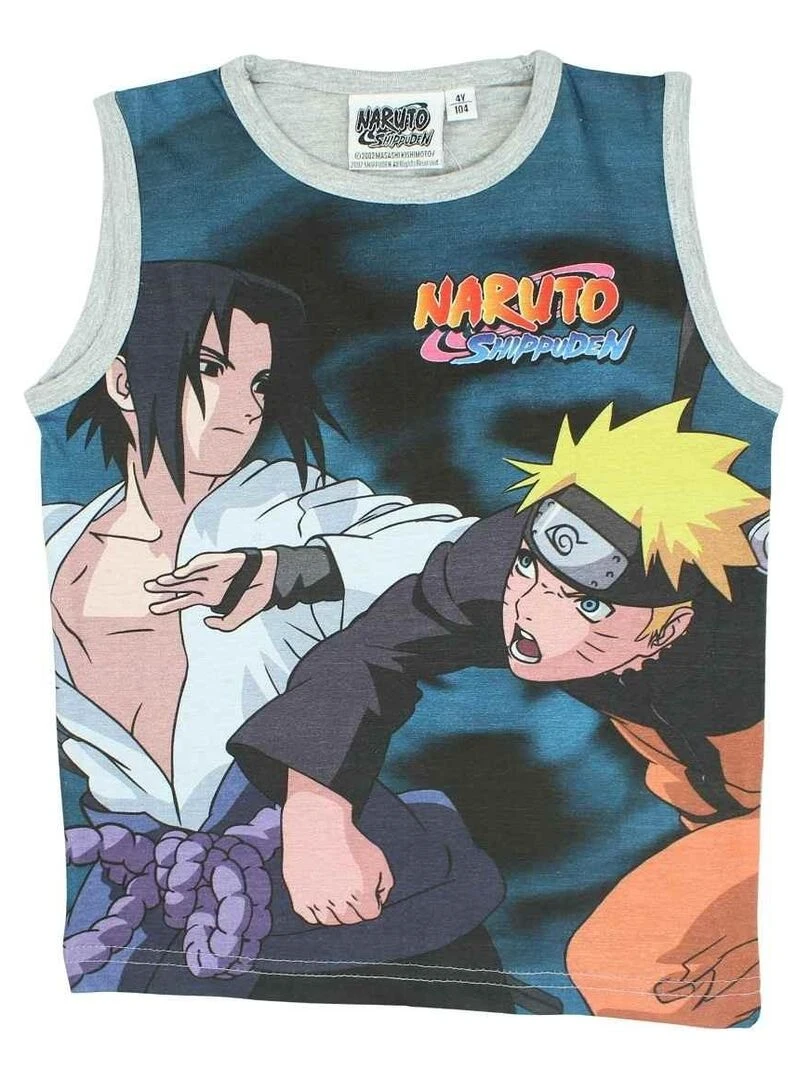 Disney T shirt garçon imprimé Naruto en coton Gris