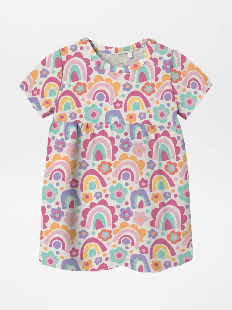 Robe évasée à imrpimée Rose