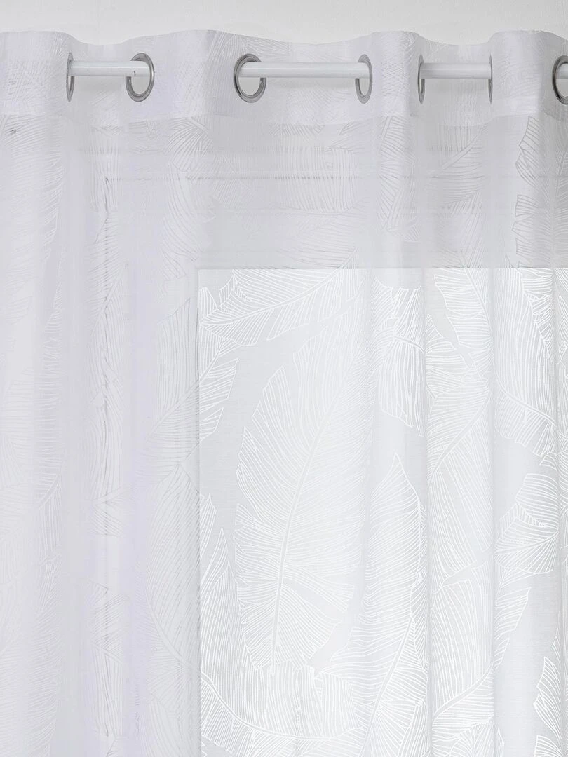 Voilage tamisant imprimé feuilles Blanc