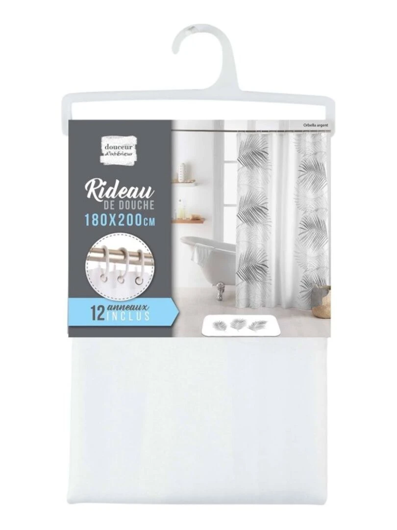 Rideau de douche polyester 180x200 Orbella blanc argent   Blanc