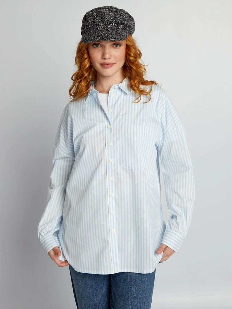 Chemise oversize en popeline   Bleu