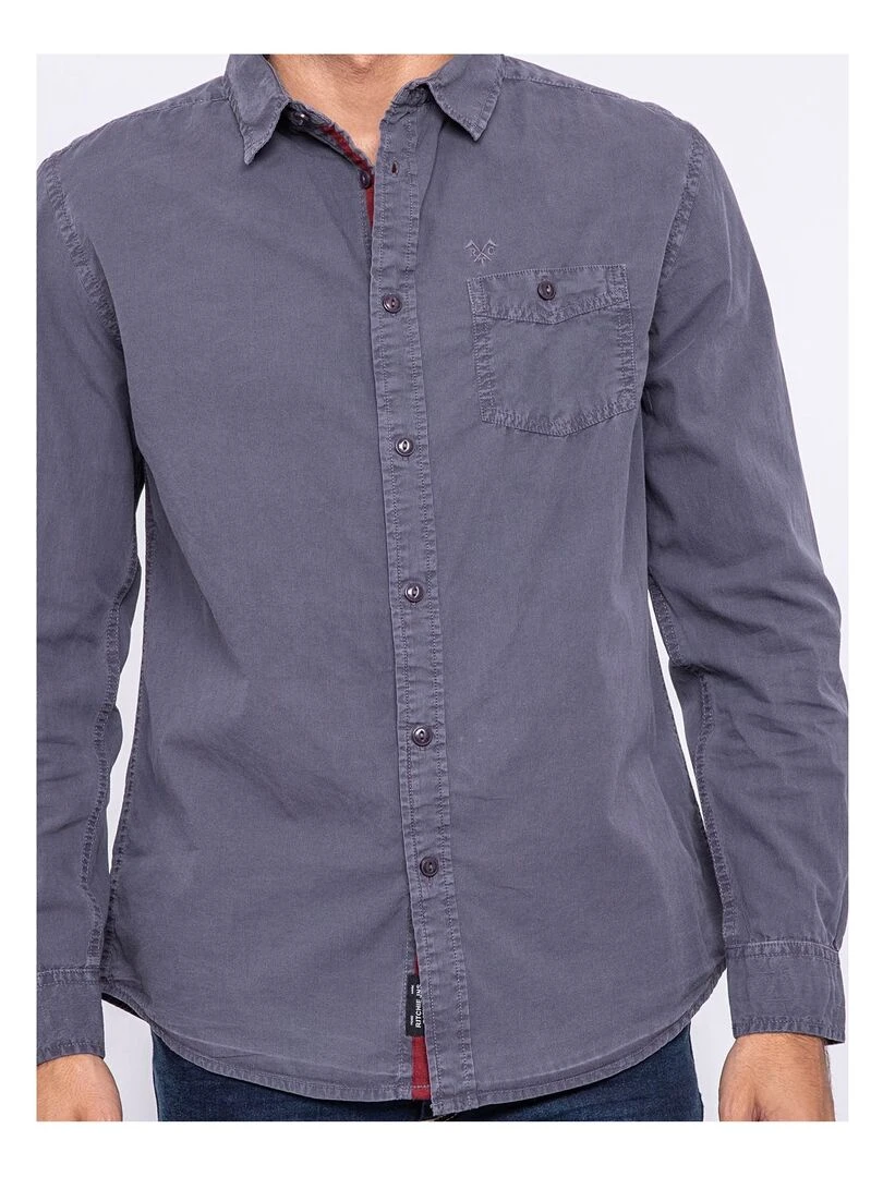 Chemise manches longues pur coton TILMO   Noir
