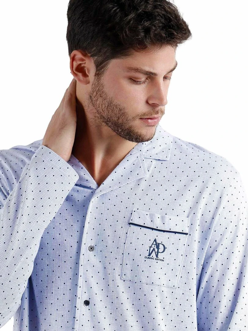 Pyjama pantalon et chemise Stripes And Dots   Bleu