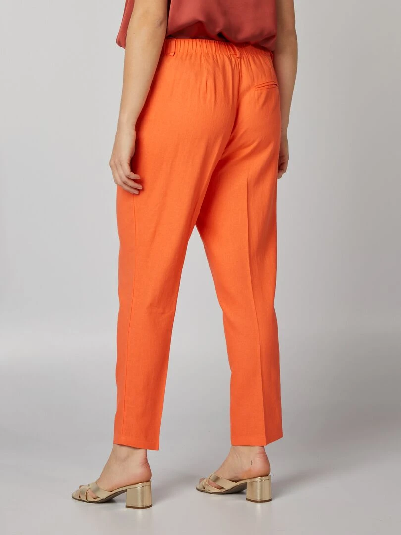 Pantalon skinny avec lin   Orange