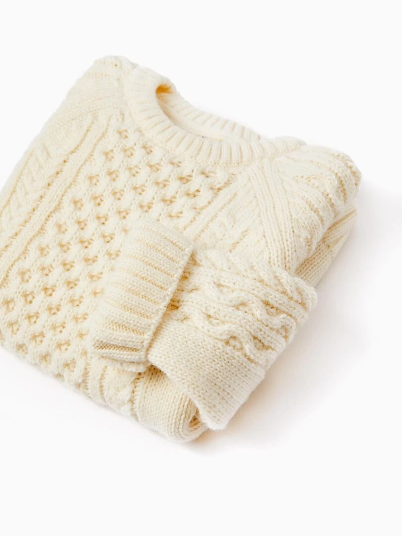 Pull en Maille avec Laine pour Garçon 'You&Me'  NOËL   Blanc