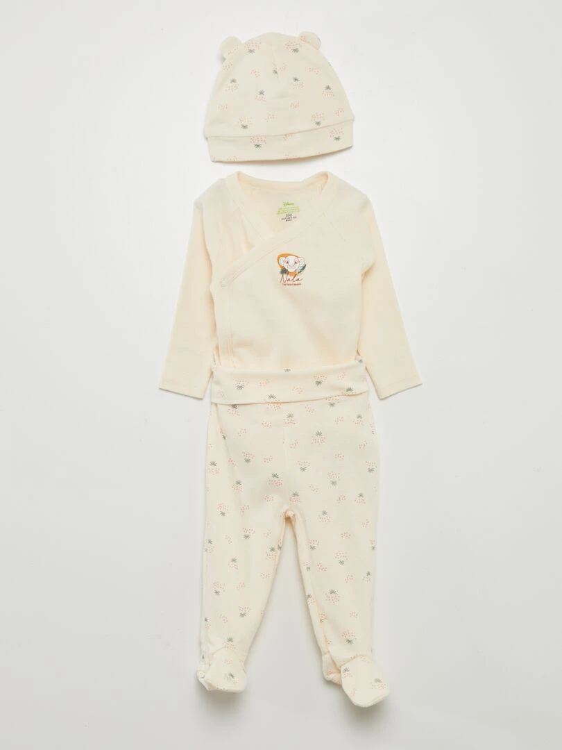 Ensemble 3 pièces Body + legging + bonnet 'Nala & SImba' BEIGE