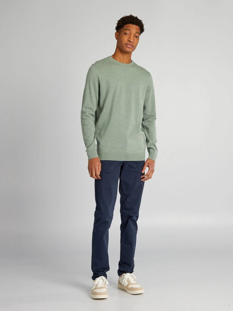 Pull uni à col rond +1m90 Vert