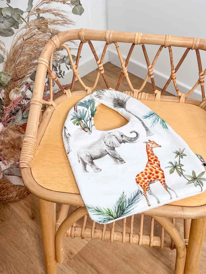 Bavoir en coton Safari Blanc