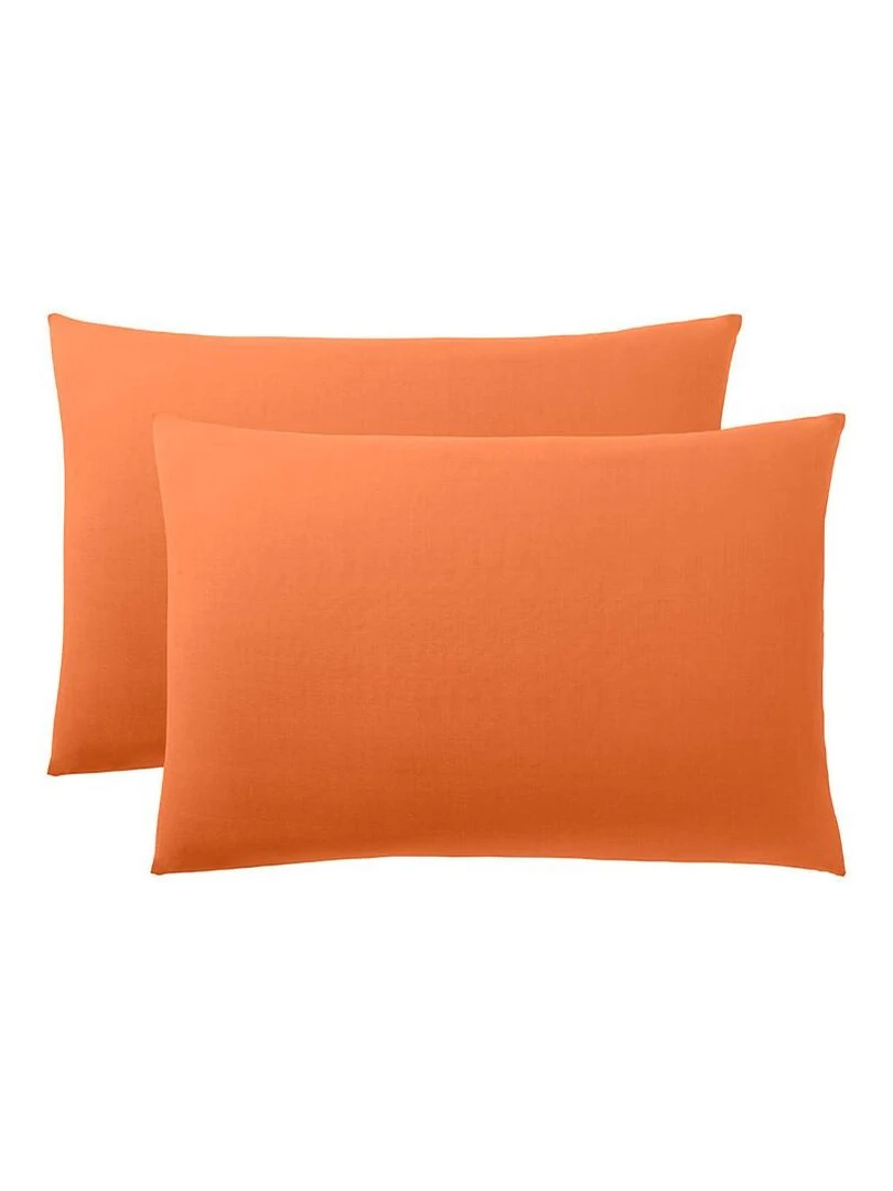 Lot De 2 Taies D'oreiller Orange 50 X 70 Cm / 100% Coton / 57 Fils/cm² Orange