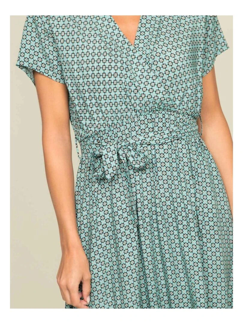 Robe longue motifs ICARE Vert d'eau