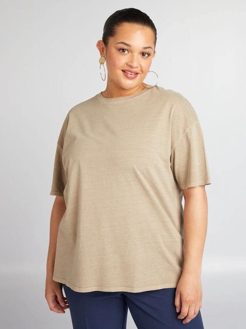 T shirt en jersey chiné   Beige