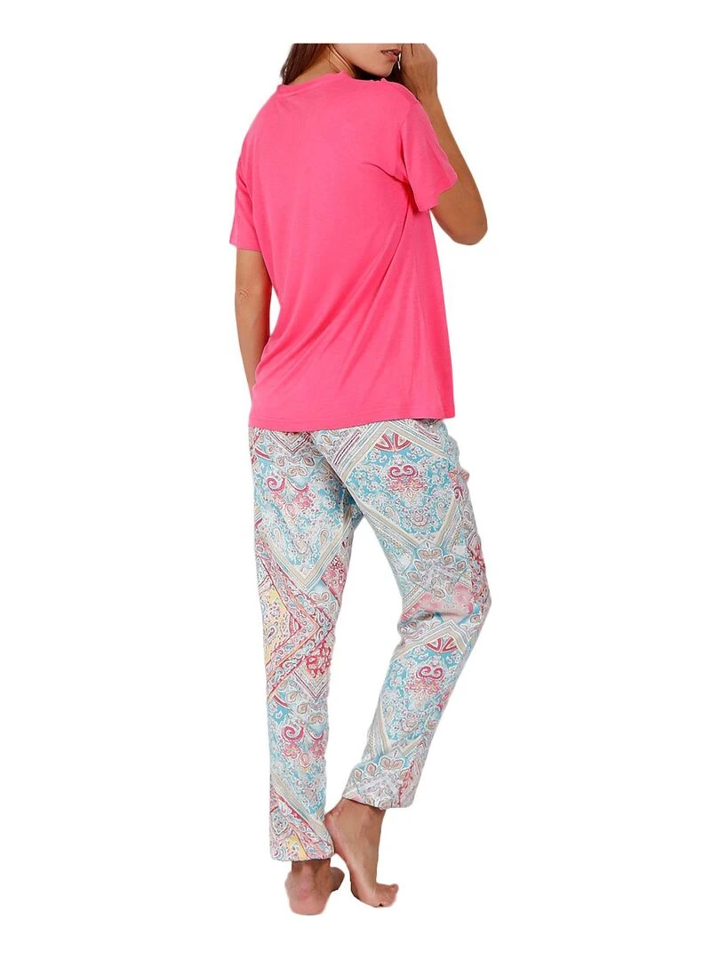Pyjama pantalon t shirt Colored Diamonds rose Rose