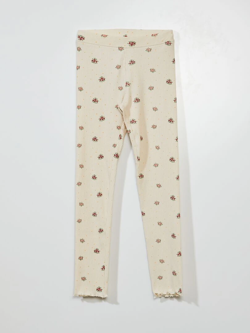 Lot de 2 leggings côtelés   Blanc/rose