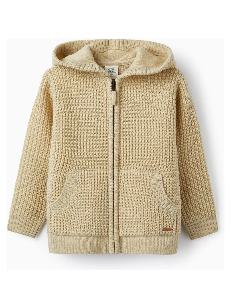 Veste en Tricot Épais avec Capuche pour Garçon LITERATURE CLUB Beige