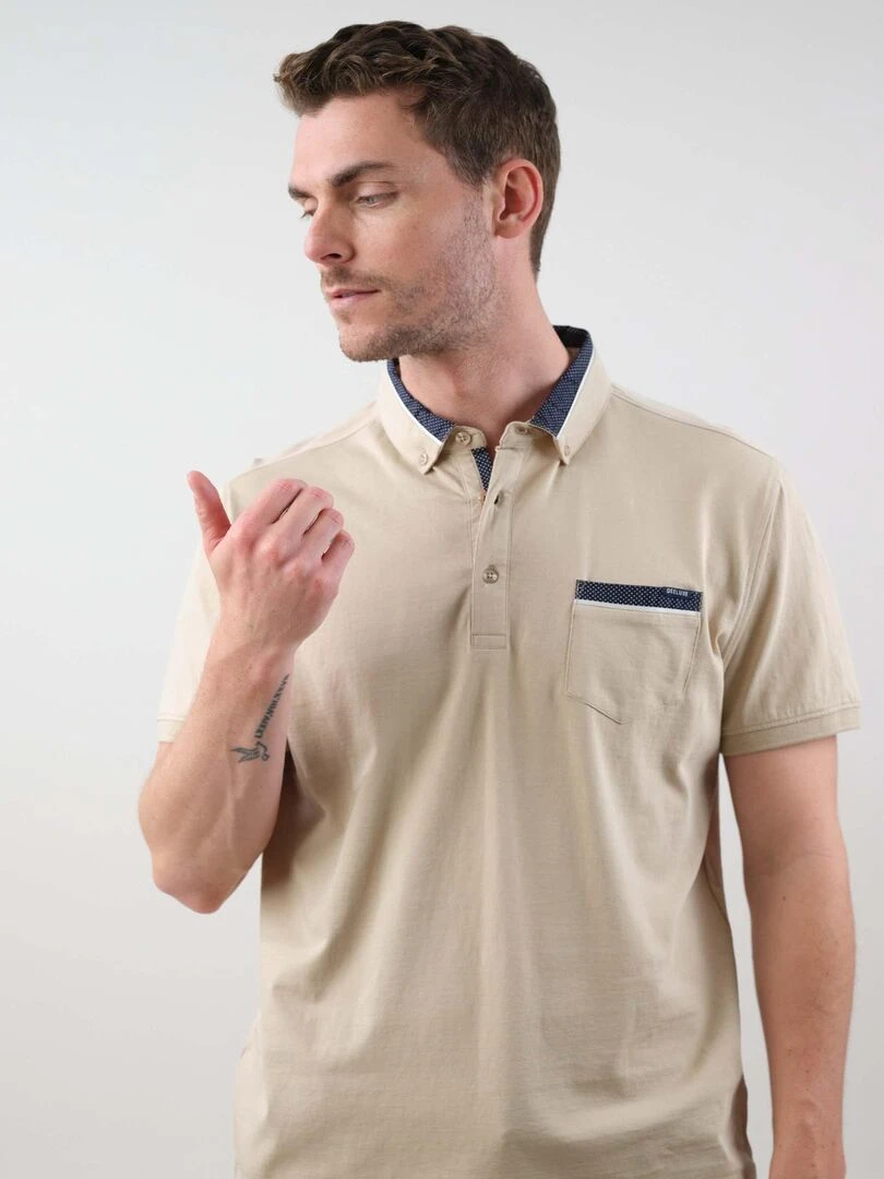 Polo uni pour homme 'Deeluxe'   Beige gris