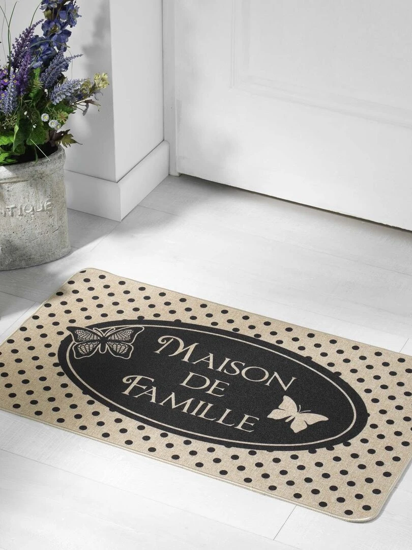 Tapis d'entree 45 x 75 cm Maison de famille   Noir