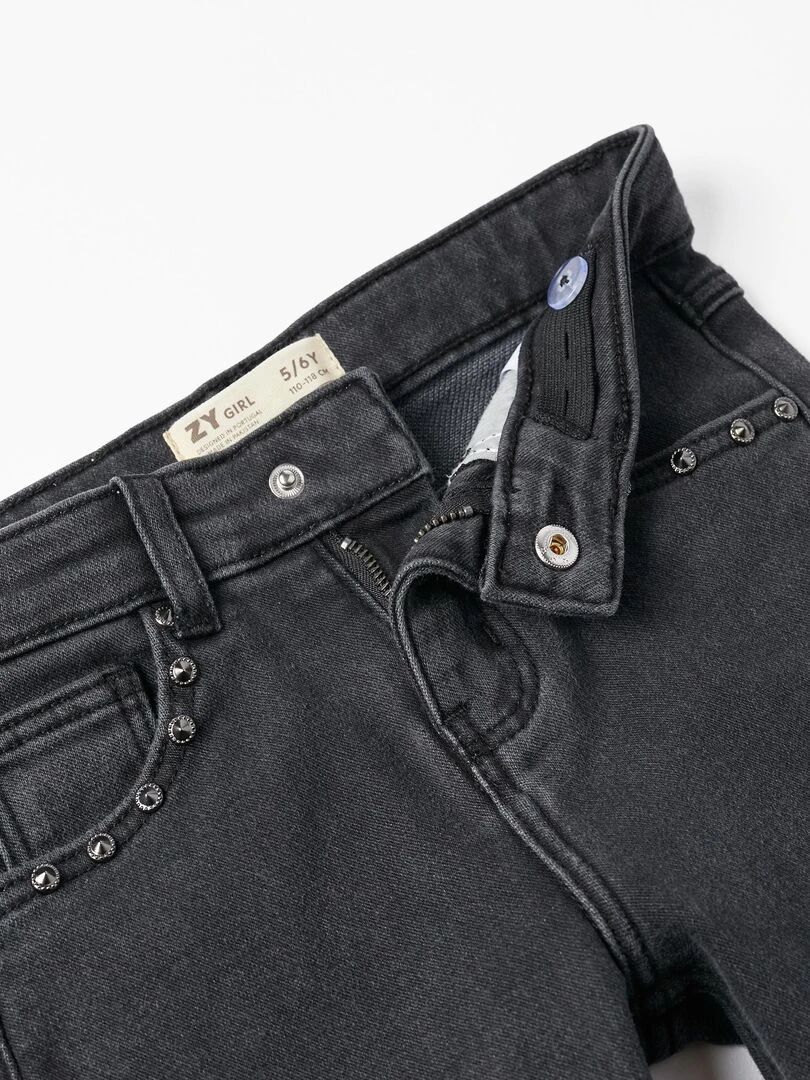 Jean slim fit avec clous pour fille   GREAT GOALS GREAT WORLD   Gris foncé