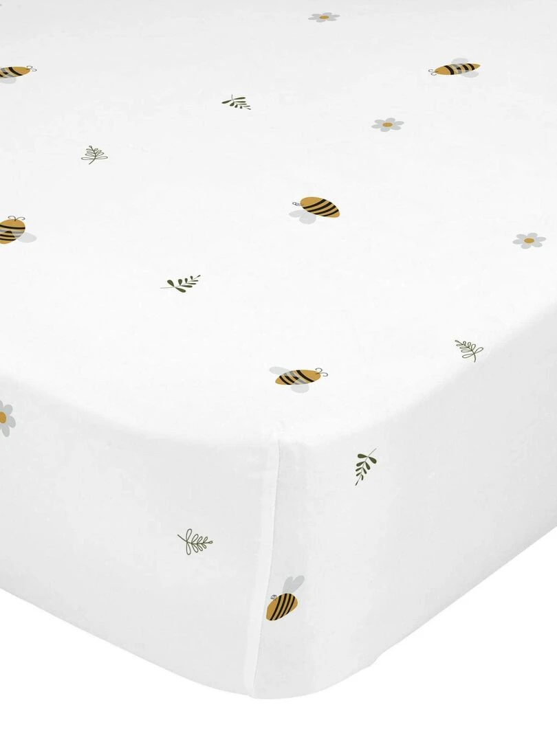 Drap housse Honey "Happyfriday" Blanc