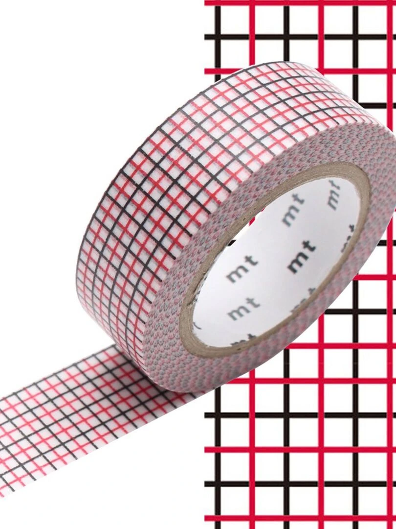 Masking tape quadrillé rouge et noir 1 5 cm x 7 m N/A