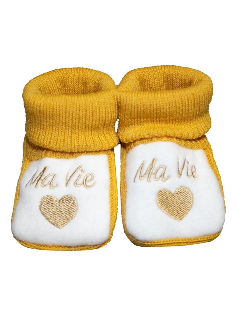 Chaussons "Ma Vie" LES CHATOUNETS Moutarde