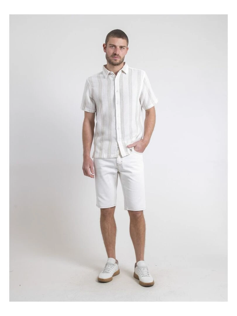 Chemise manches courtes motifs DOULITTLE   Beige