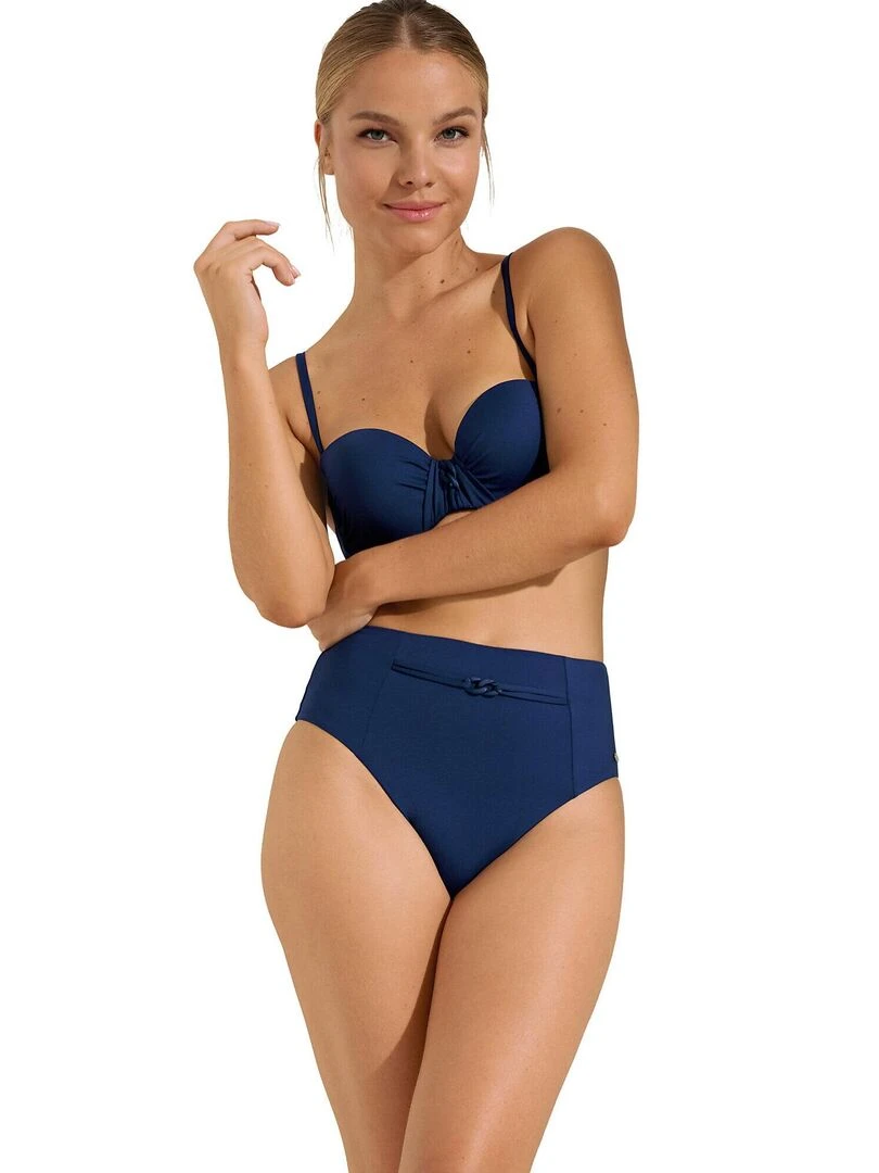 Bas maillot slip de bain échancré taille haute Palma   Bleu marine