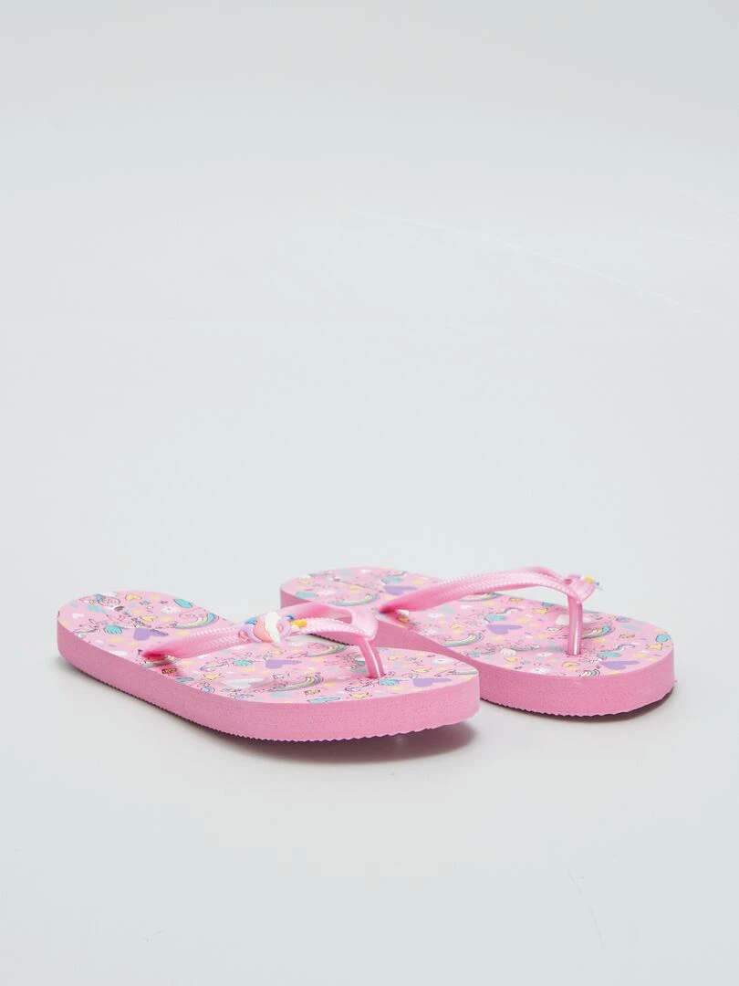 Tongs avec licorne Rose