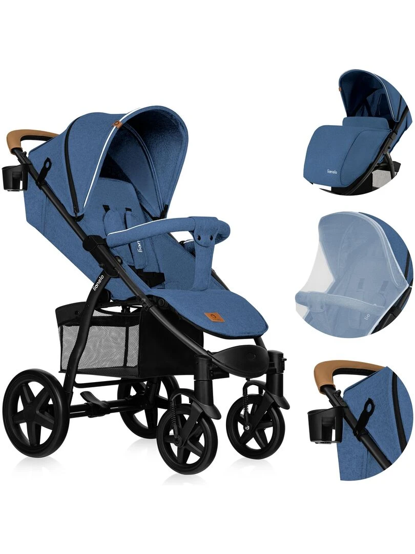 LIONELO Annet Plus Poussette canne universelle Jusqu'à 22 kg Bleu Bleu Noir