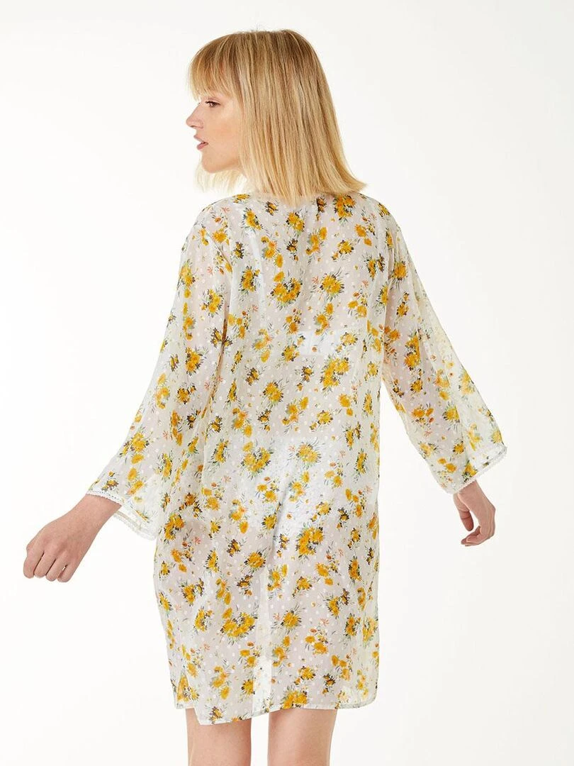 Kimono CONVENANCE Brigitte Bardot Blanc Jaune