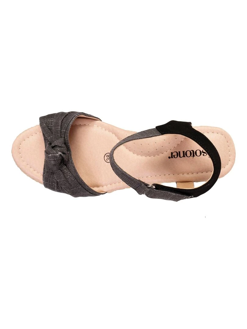 Espadrilles Femme nœud talon Noir Noir