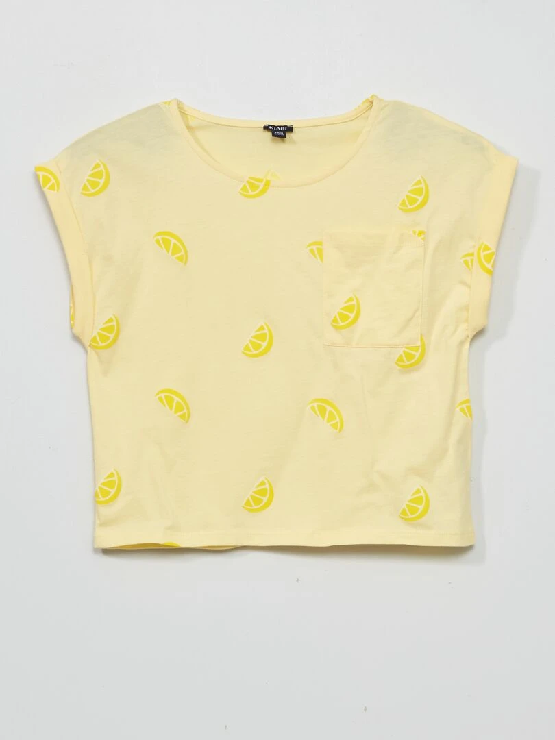 T shirt en jersey avec imprimé   Jaune