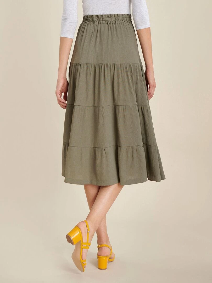Jupe évasée crépon   Damart   Kaki
