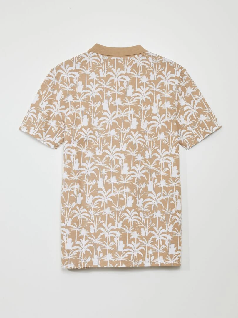 Polo en piqué de coton avec imprimé Beige