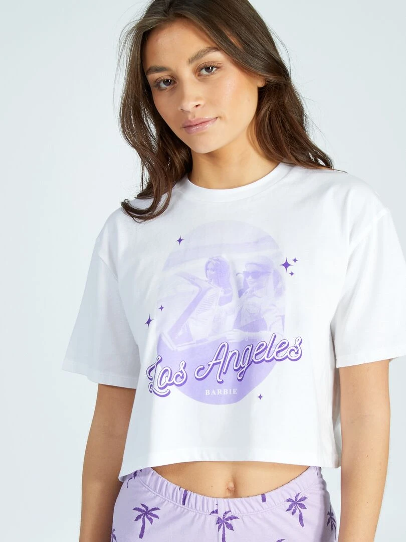 Pyjama 'Barbie'   2 pièces   Blanc/violet