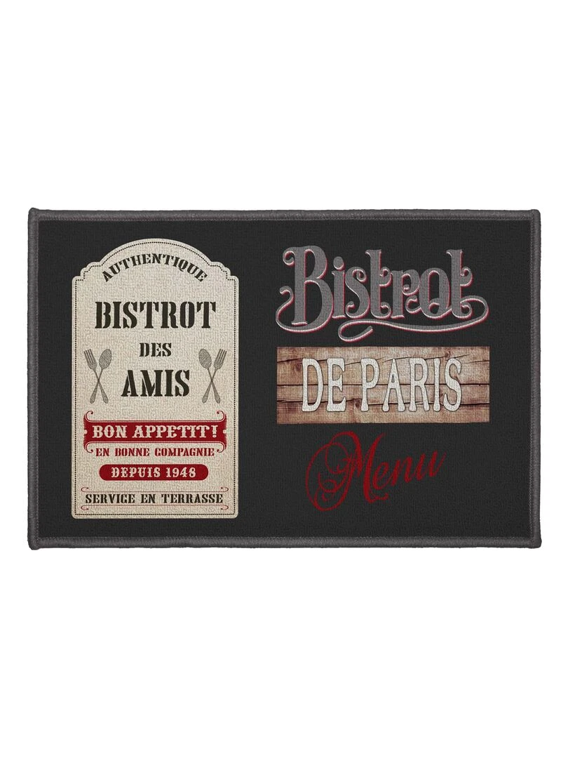 Tapis Multi usage 40x60cm Bistrot des amis Noir