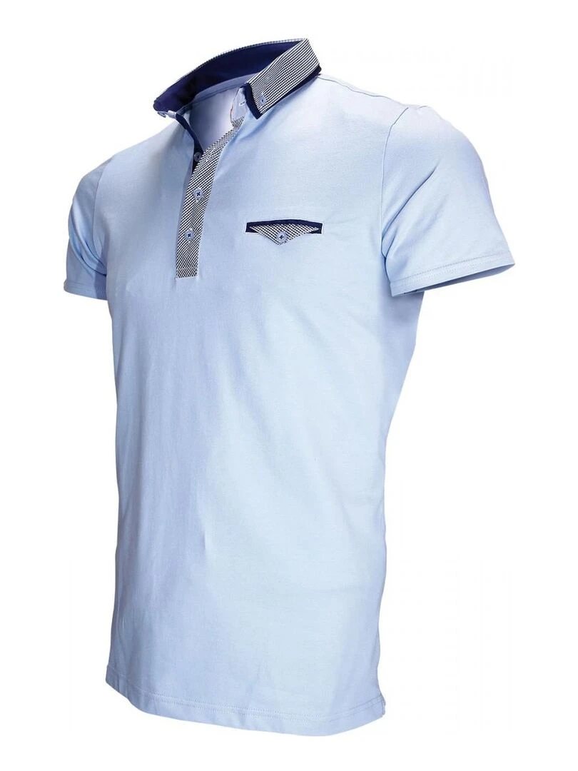 Polo double col JOHN   Bleu