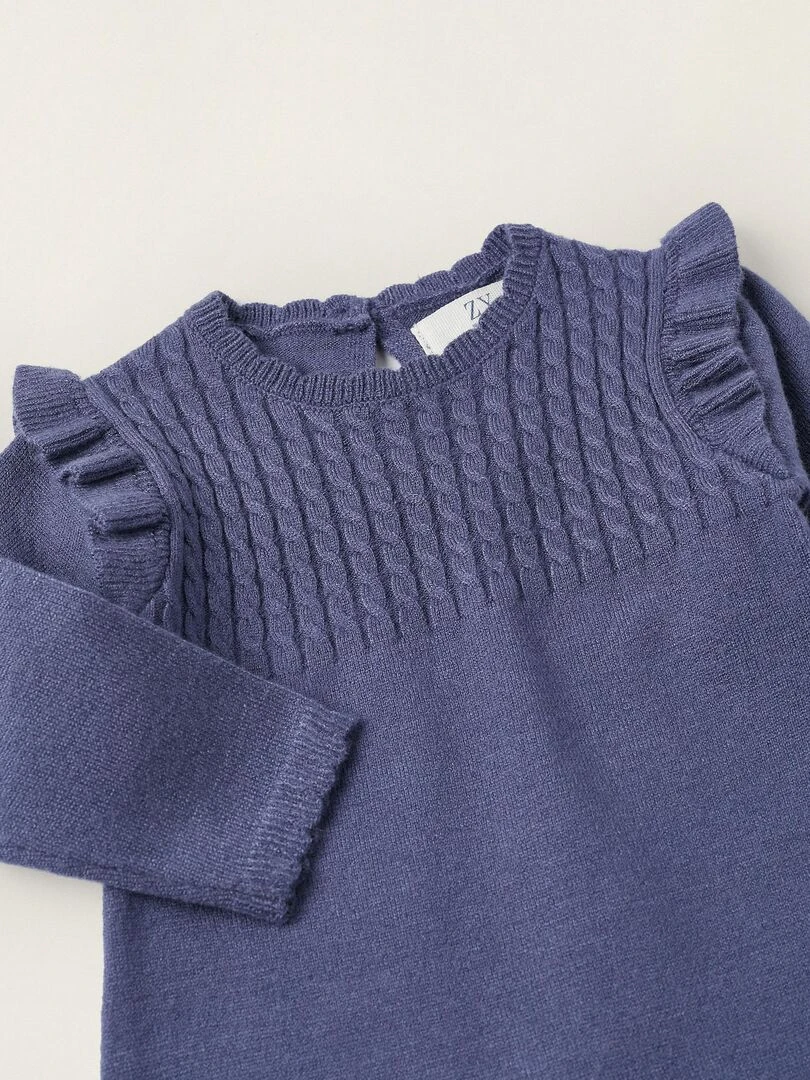 Combinaison en maille pour nouveau né manches longues ATLANTIC COMPANY   Bleu