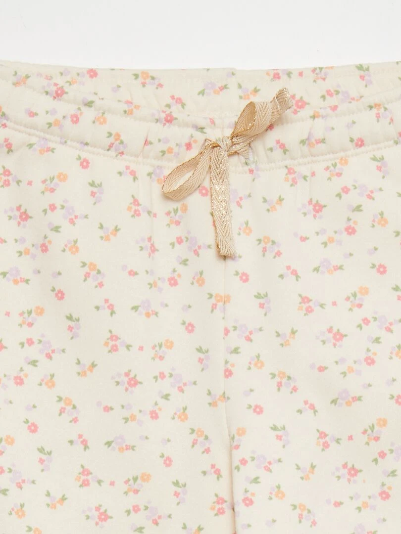 Jogging en molleton imprimé   Beige fleuri