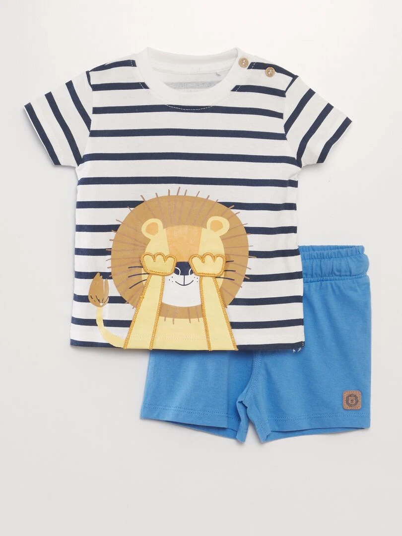 Ensemble de pyjama ludique 'Lion' 2 pièces Bleu