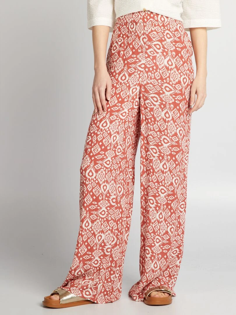 Pantalon large imprimé MARRON