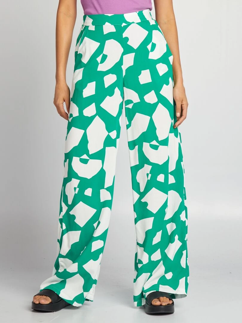 Pantalon large imprimé   Vert foncé