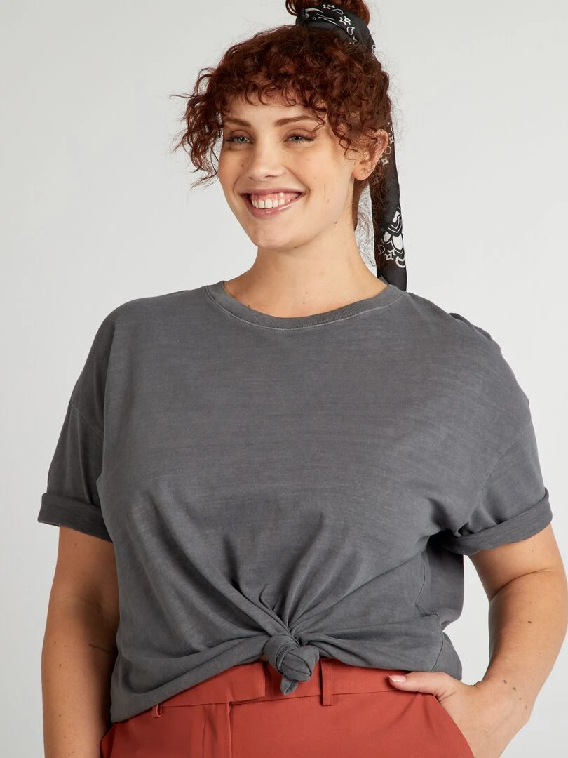 T shirt en jersey chiné Noir