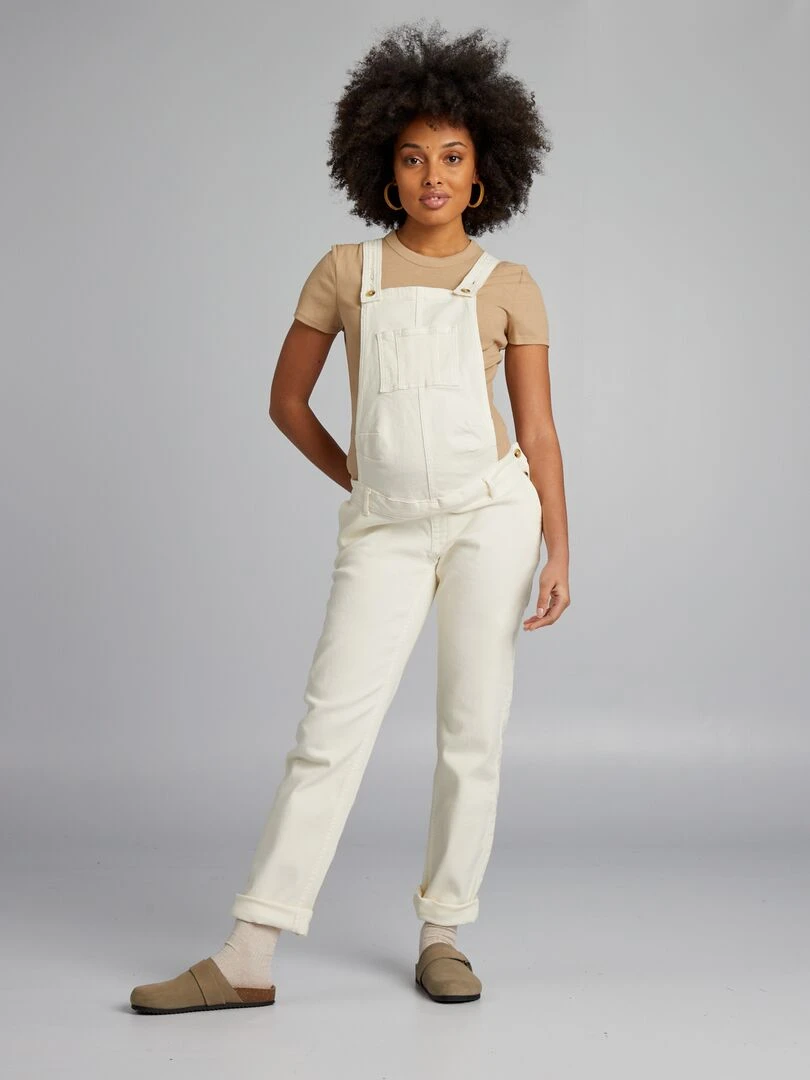 Salopette de grossesse en denim stretch Beige