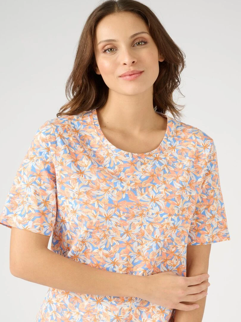 Tee shirt imprimé manches courtes. Damart Orange