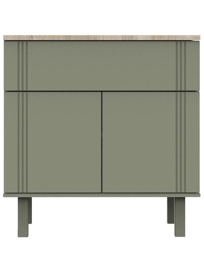 Commode un tiroir et 2 portes avec rainures SAUTHON Vert
