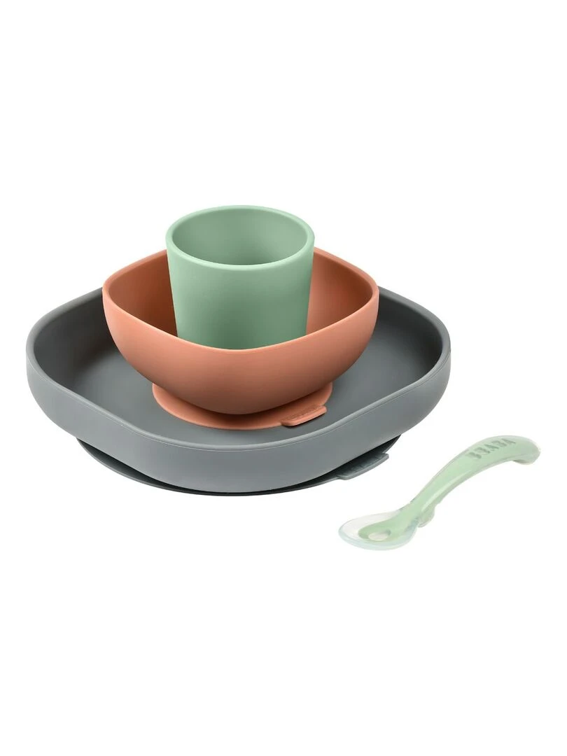 Coffret repas en silicone Minéral (4 pièces) Abricot