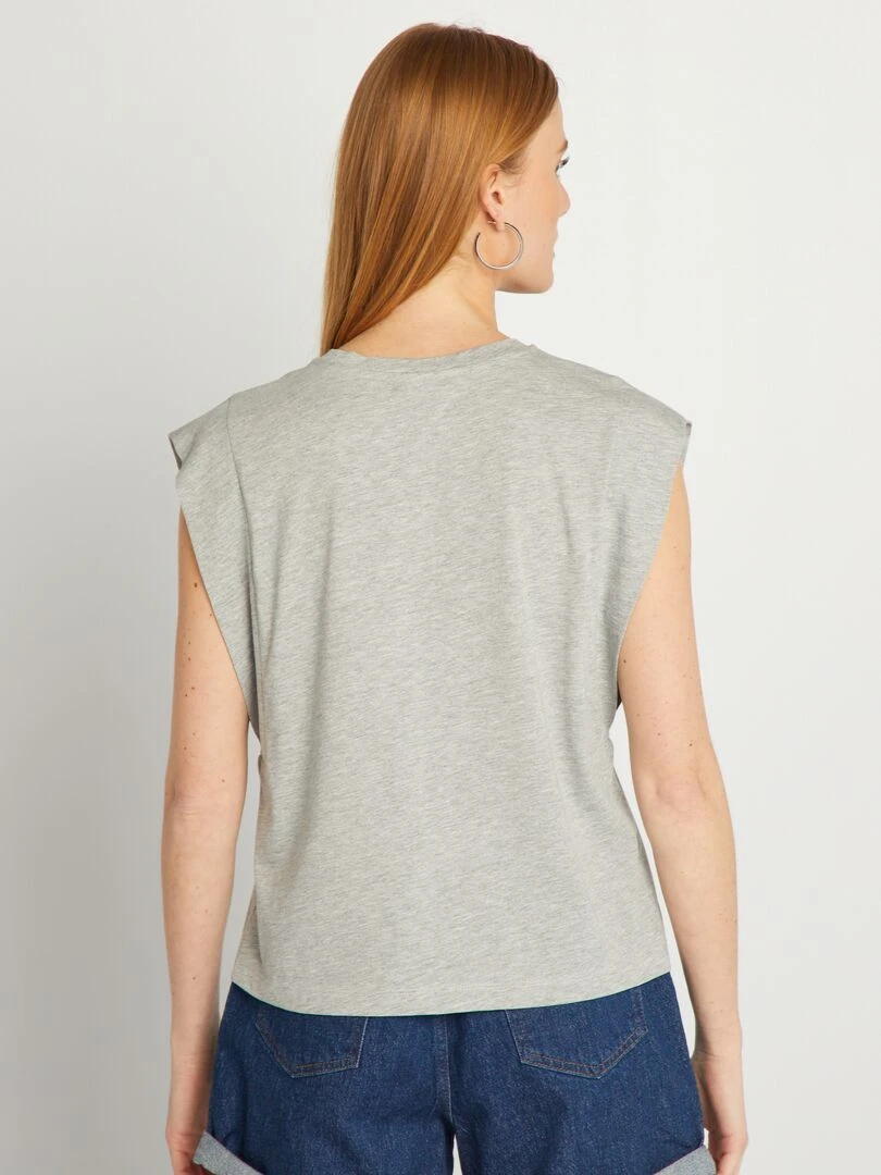 T shirt uni sans manches   Gris