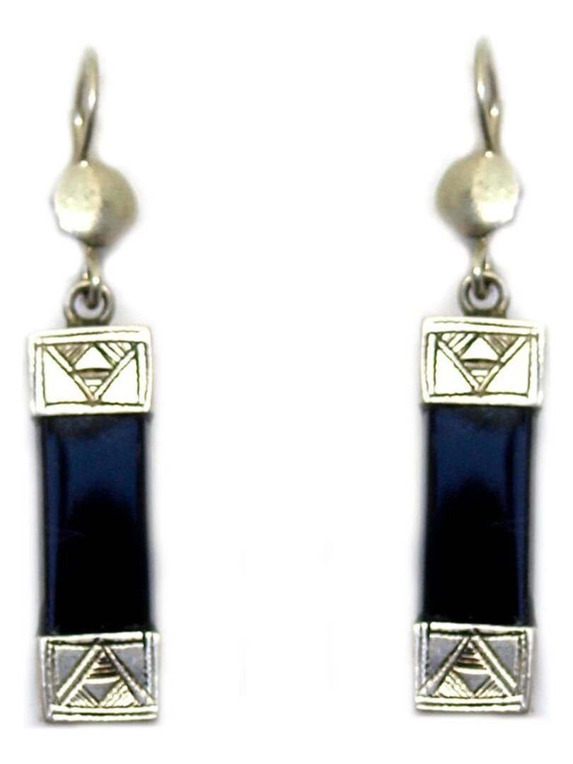 boucles d'oreille touareg argent onyx Bijoucolor Noir